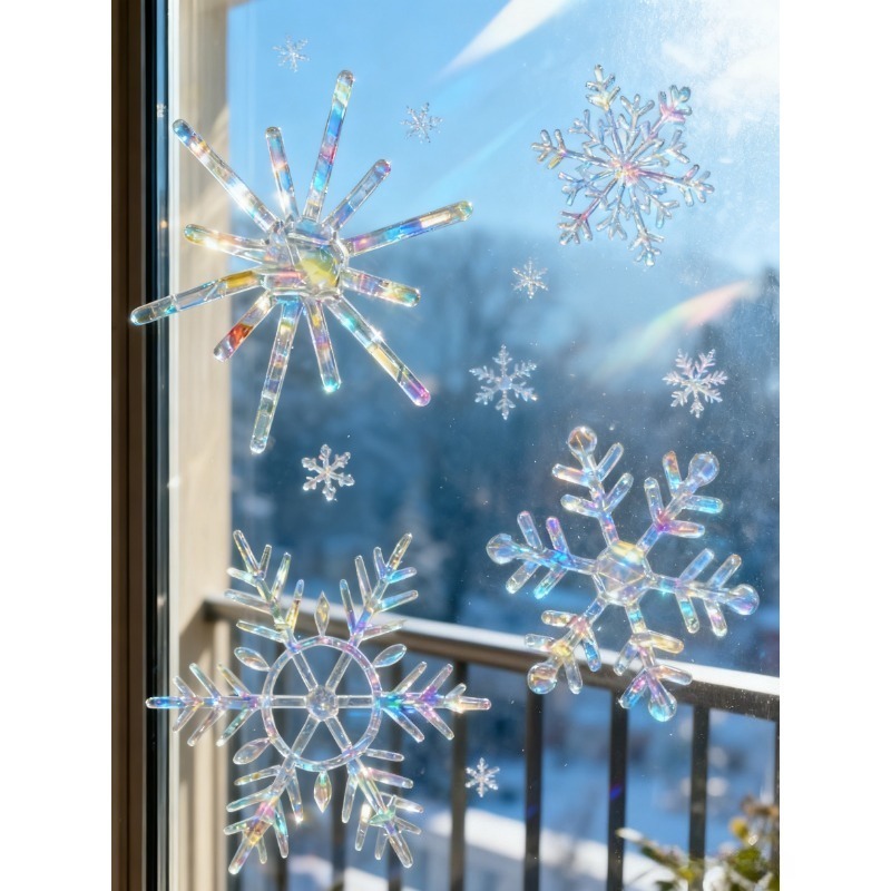 Xmas Snowflake Pattern Rainbow - Snowflake Window Decal บทวิจารณ์และราคา