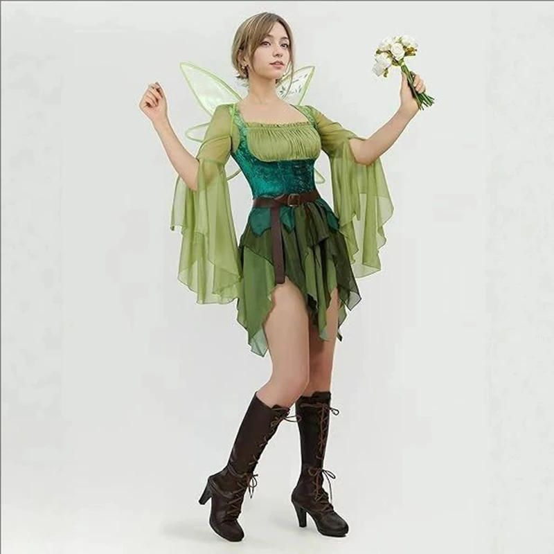 Women's Elf Medieval Green Fai - Elf Costume Christmas บทวิจารณ์และราคา