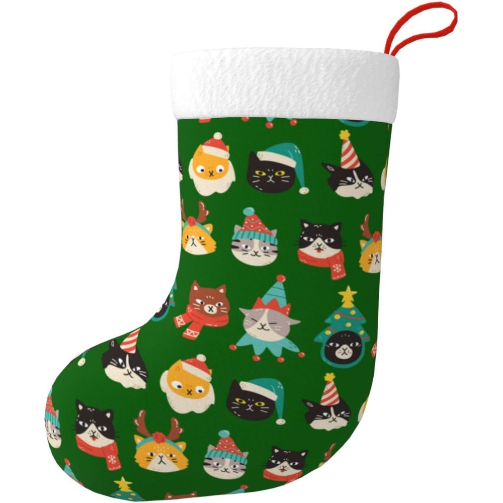 Cute Cats Green Christmas Stoc - Christmas Stocking Hanging บทวิจารณ์และราคา